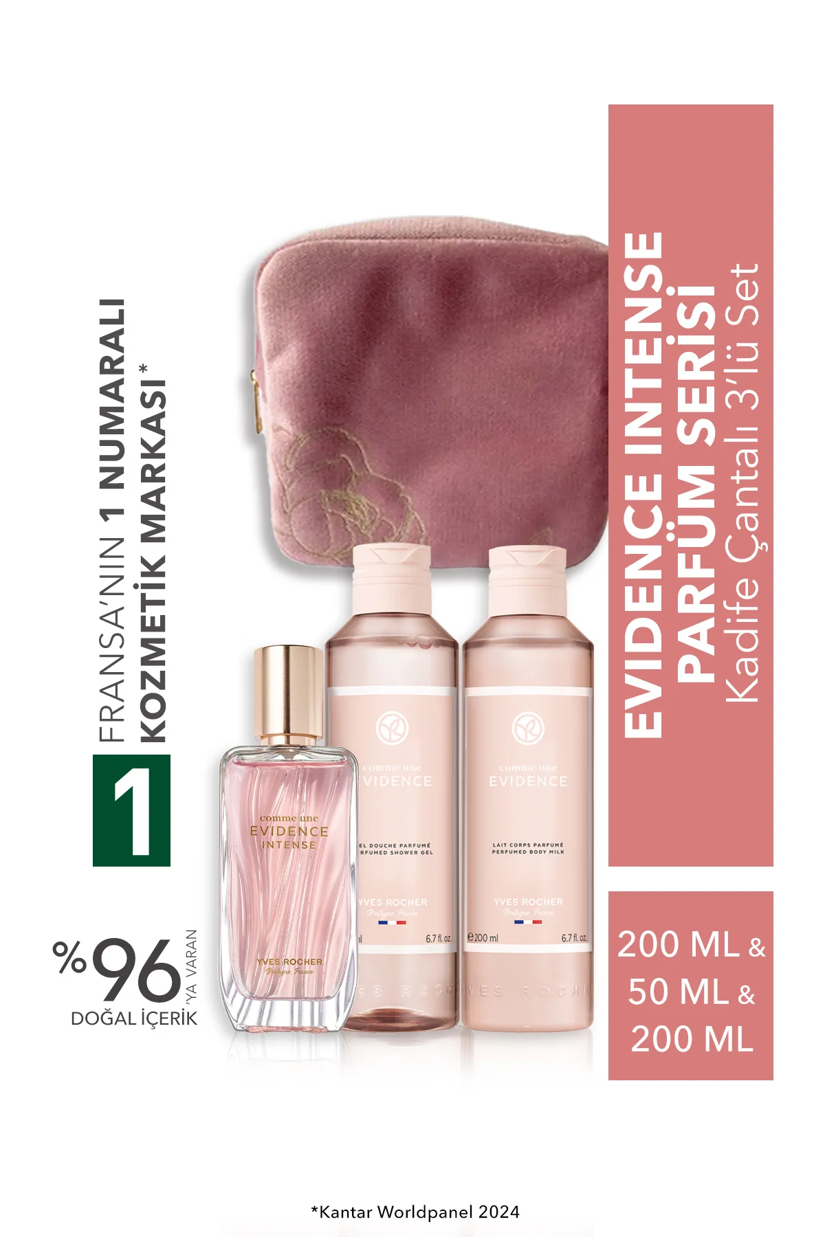 Evidence Intense Parfüm Serisi Kadife Çantalı 3’lü Set
