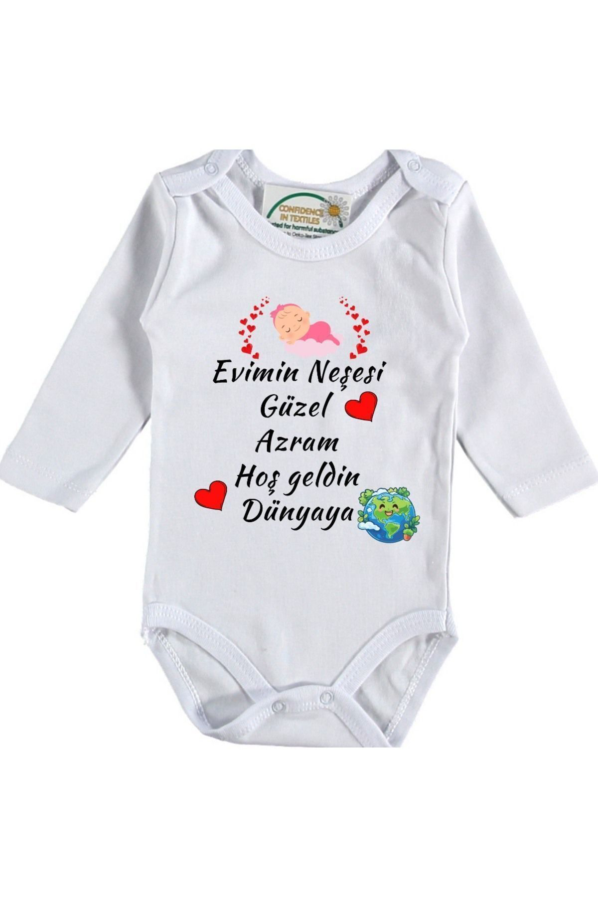 Evimin neşesi güzel Evladım Hoş geldin Dünyaya Yazılı Kız Bebek Zıbın