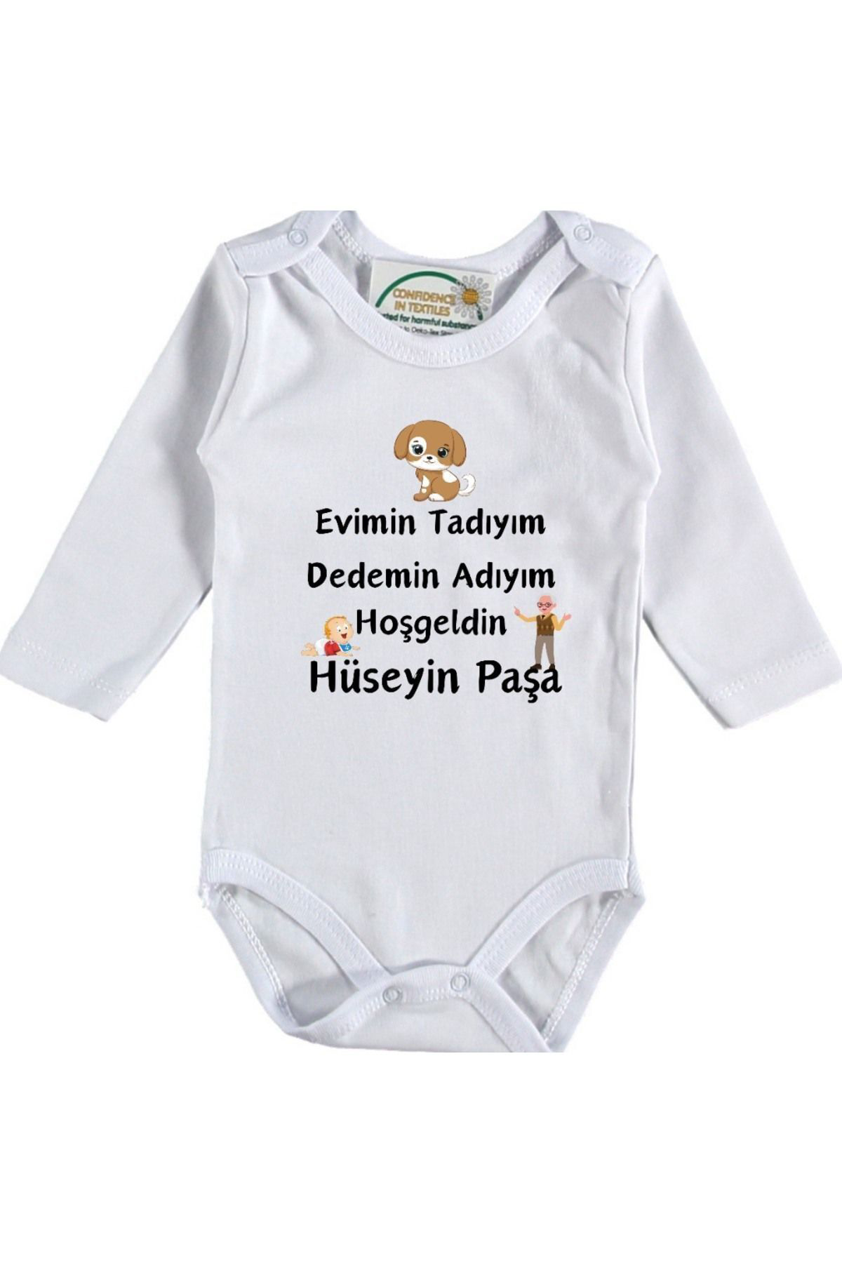 Evimin Tadıyım Dedemin Adıyım Yazılı Kişiye özel Bebek Zıbın