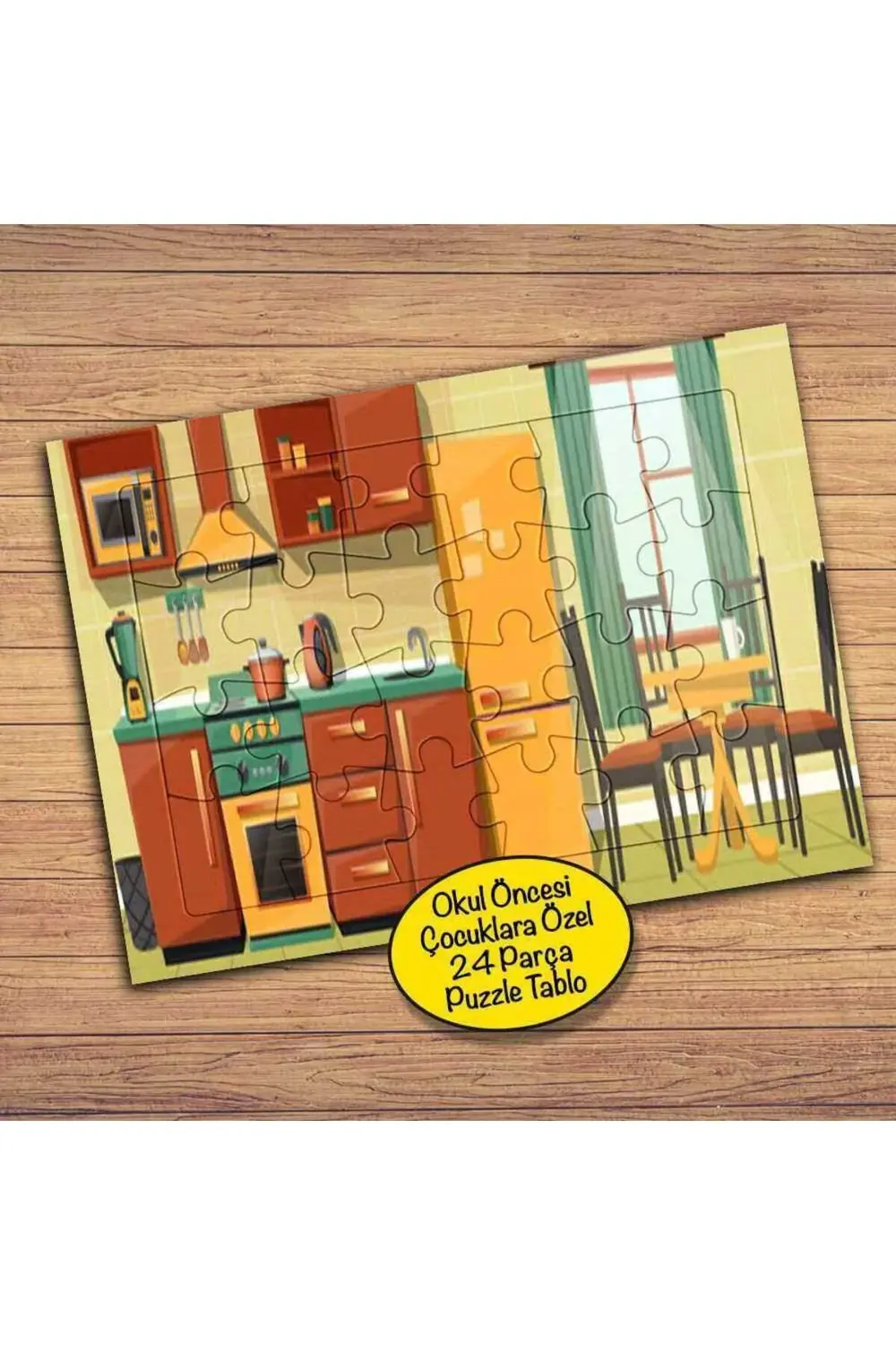 Evin Mutfak Iç Dizaynı 24 Parça Çocuklara Özel Yapboz Tablo-1983