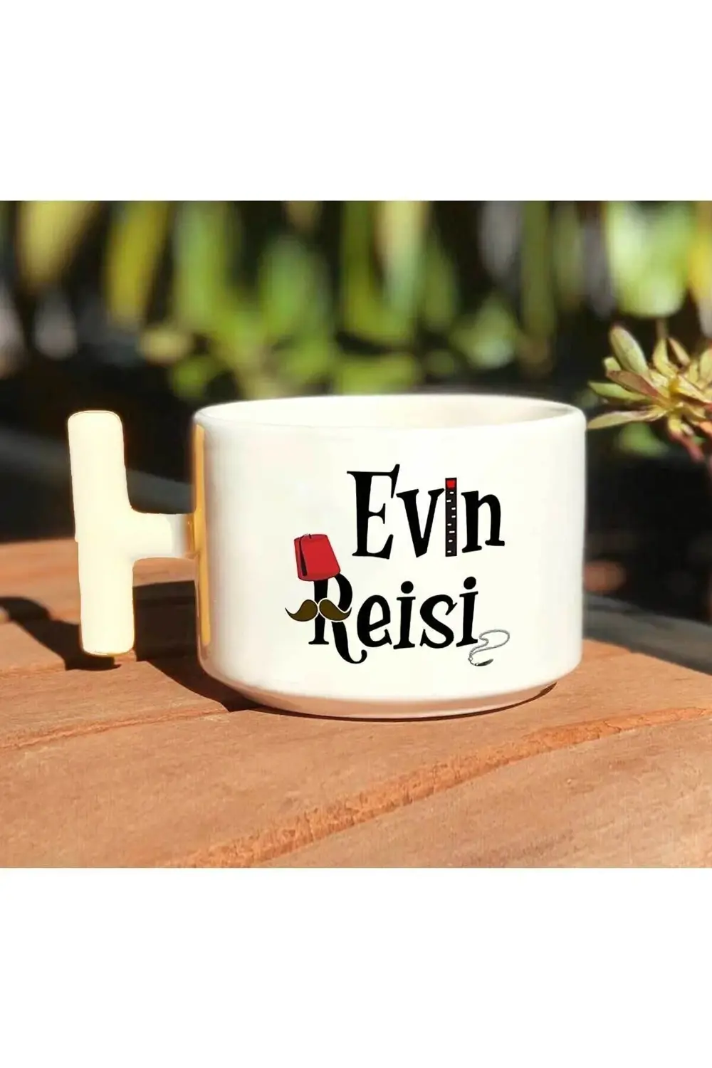Evin Reisi Baskılı Beyaz T Kulp Kupa Bardak