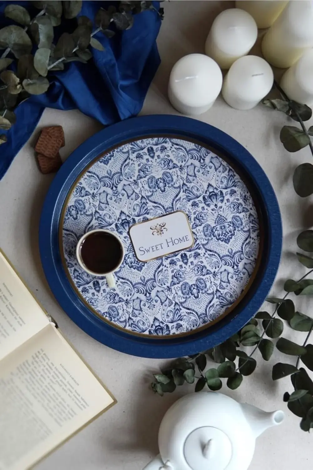 EVLE-Ee197-7n Azulejos Desenli Yuvarlak Tepsi 32 Cm (Azulejos) 39