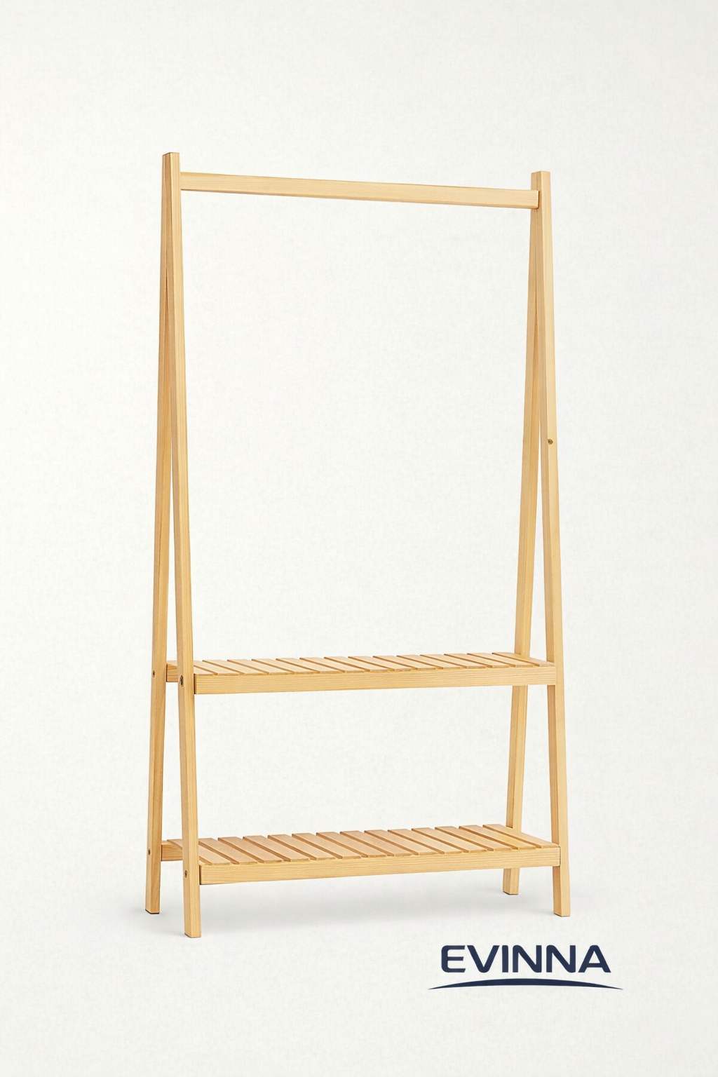 EVİNNA - Doğal Ahşap-Çocuk-Yetişkin Ayaklı Askılık