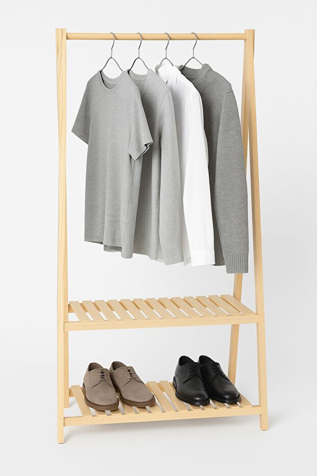 EVİNNA - Doğal Ahşap-Çocuk-Yetişkin Ayaklı Askılık