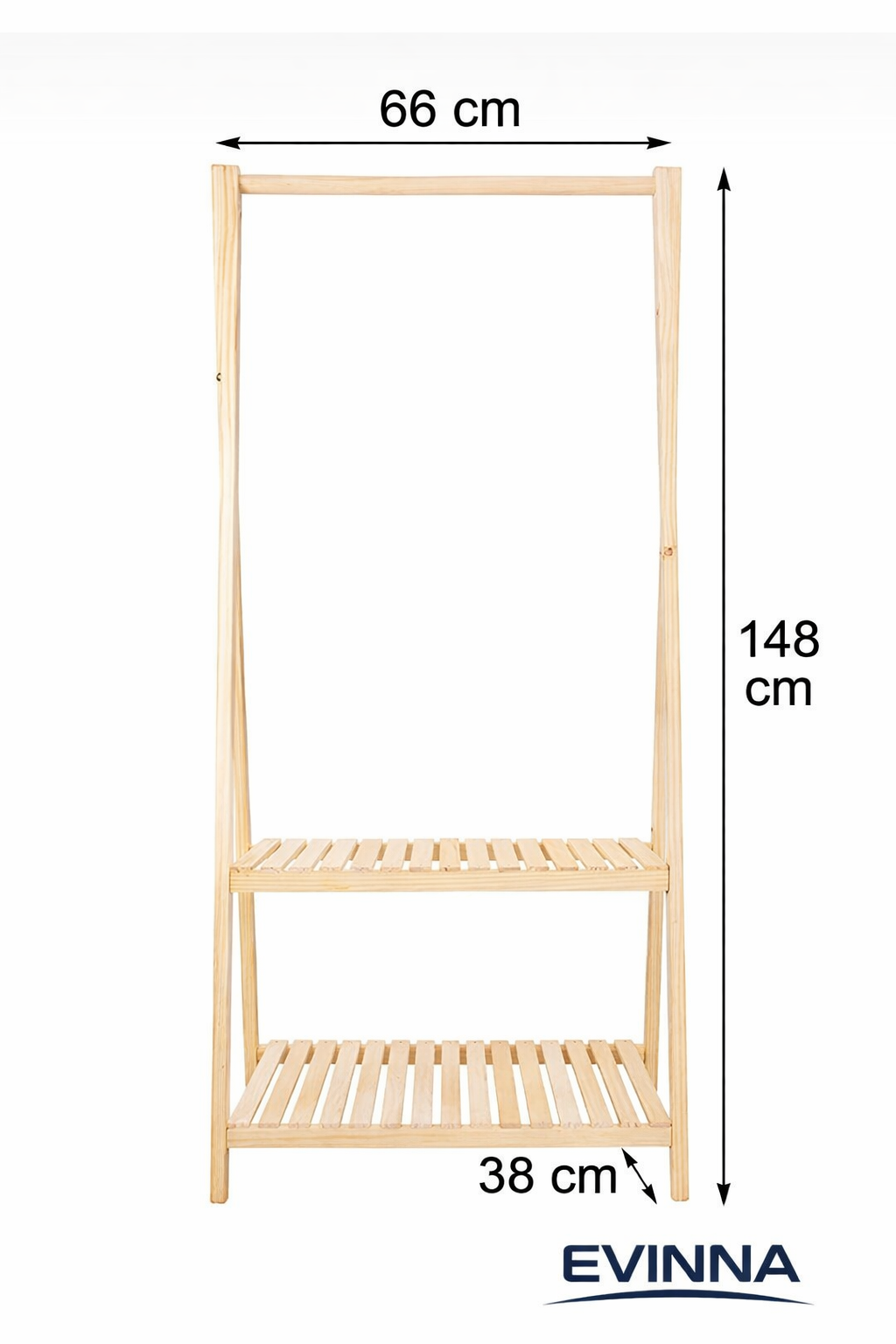 EVİNNA - Doğal Ahşap-Çocuk-Yetişkin Ayaklı Askılık