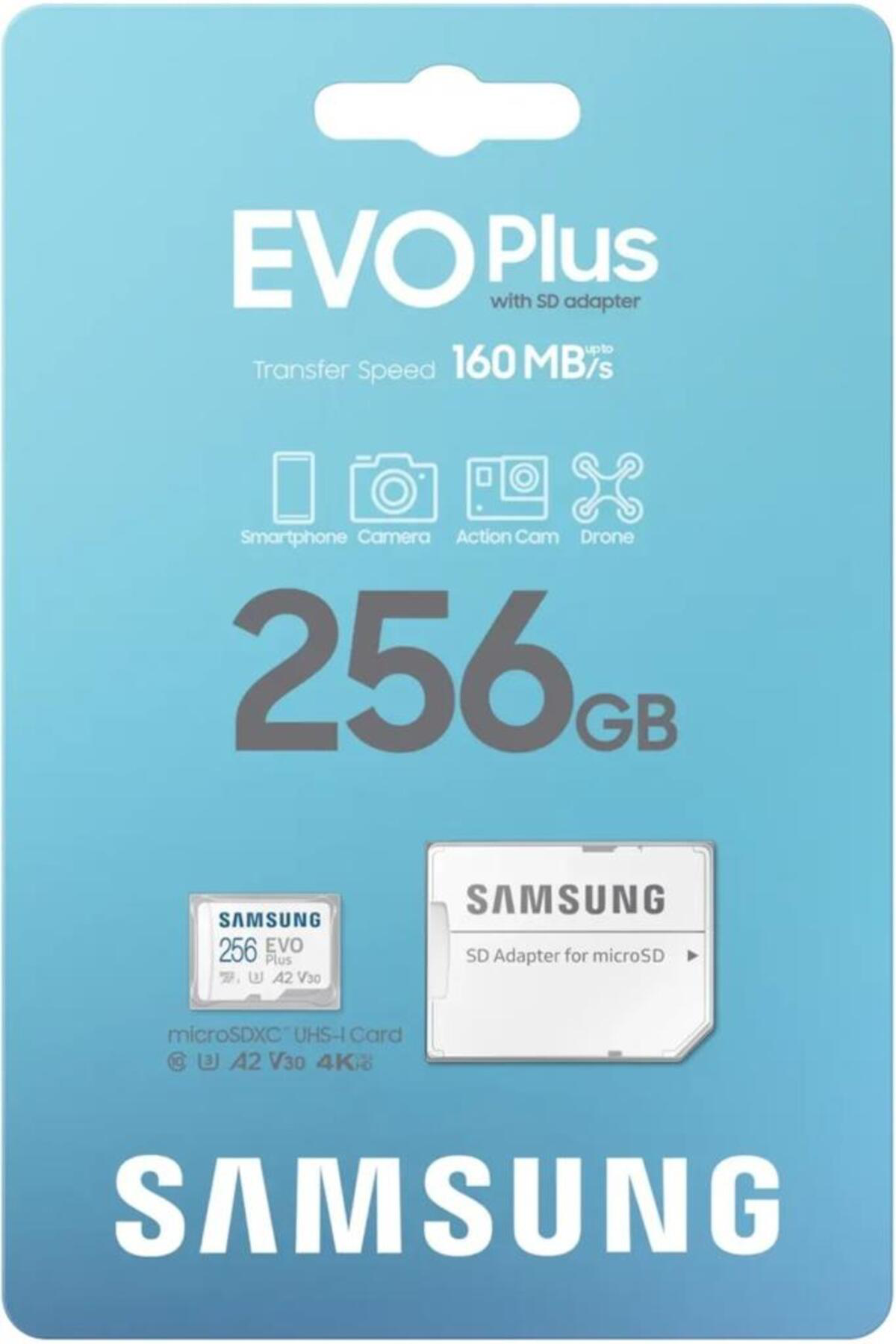 Samsung Evo Plus 256Gb Microsd Mb-Mc256sa/Tr 160 Mb/Sn Beyaz Hafiza Karti