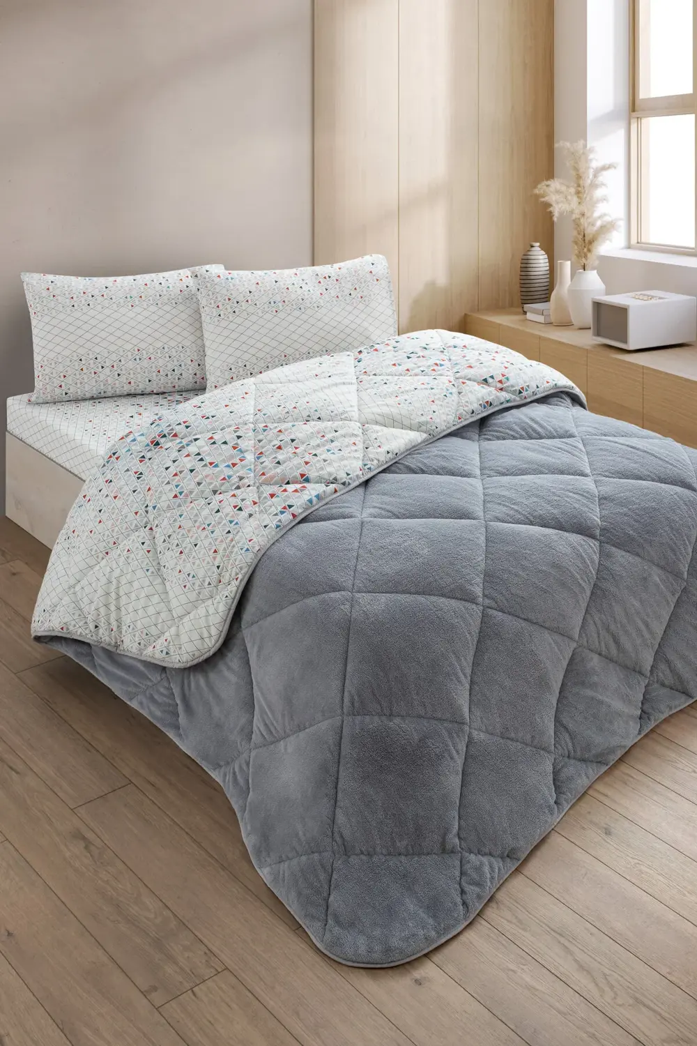 Evoria Çift Kişilik Wellsoft Yorgan Uyku Seti Lastikli Çarşaf+Yas