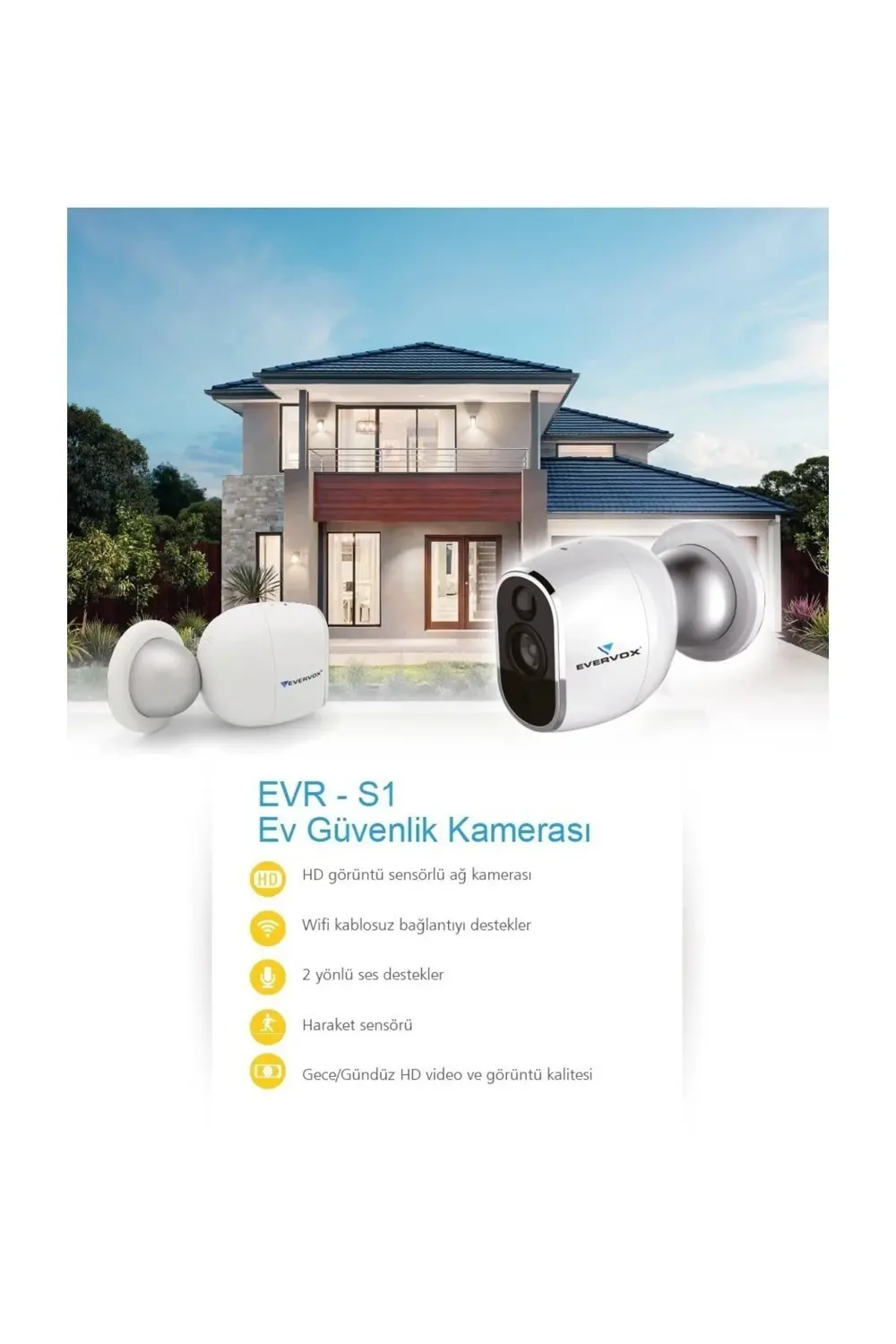 Evervox Evr-S1 1.3Mp Wi-Fi Akıllı Kamera