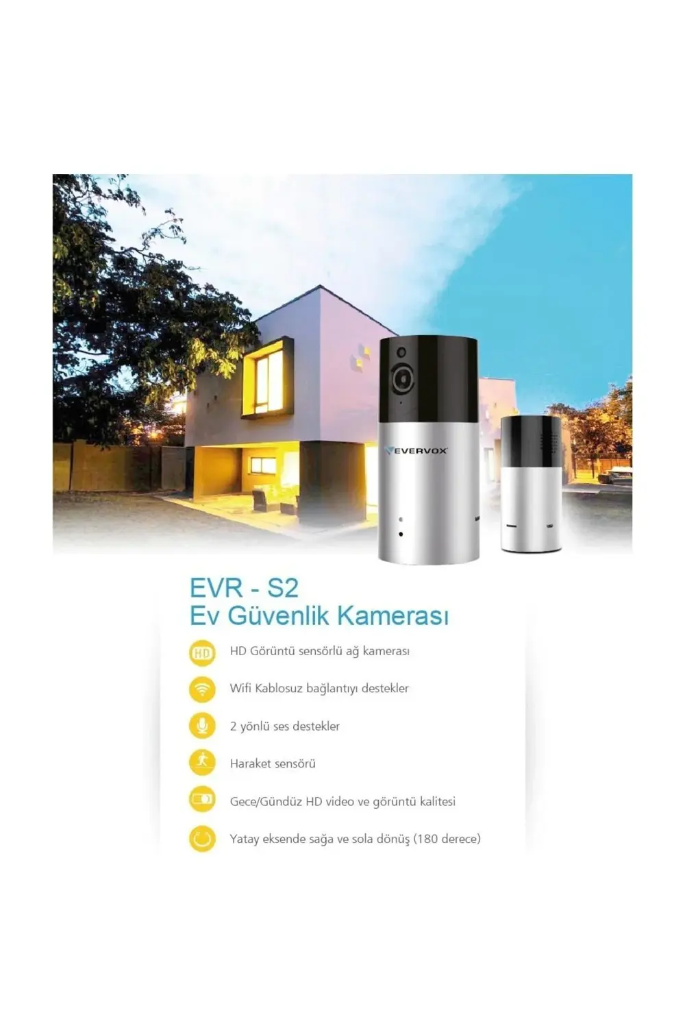 Evervox Evr-S2 1.3Mp Wi-Fi Akıllı Kamera