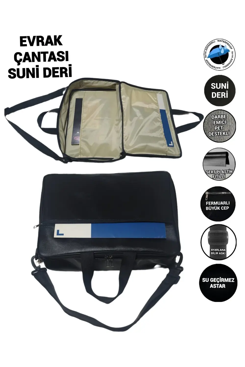 EVRAK ÇANTASI SUNİ DERİ SU GEÇİRMEZ ASTAR