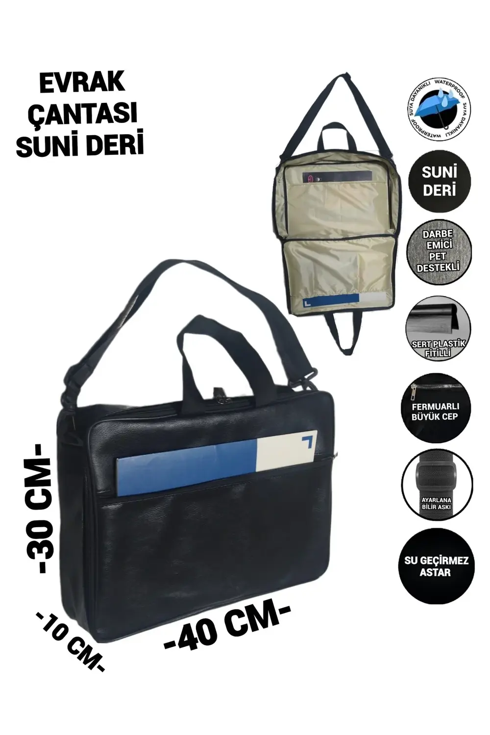 EVRAK ÇANTASI SUNİ DERİ SU GEÇİRMEZ ASTAR
