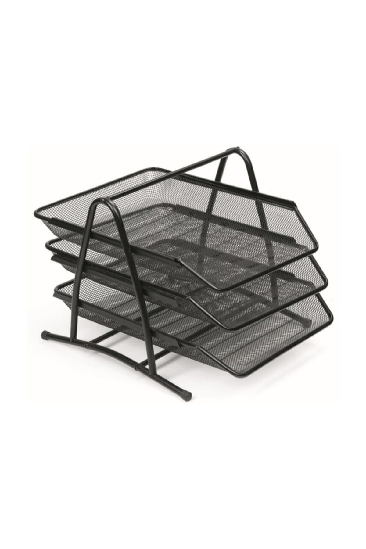 Temat Evrak Rafı-3'Lü Siyah Mane