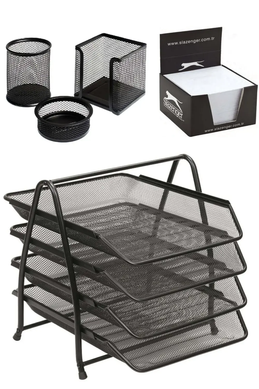 Evrak Rafı Metal 4'lü Mekanizma Perfore 3'lü Set Ve Zımba Makinas