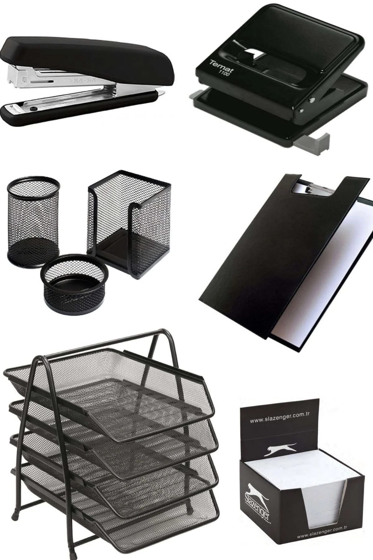 Evrak Rafı Metal 4'lü Mekanizma Perfore 3'lü Set Ve Zımba Makinası Ergonomik Tasarım Kaneks