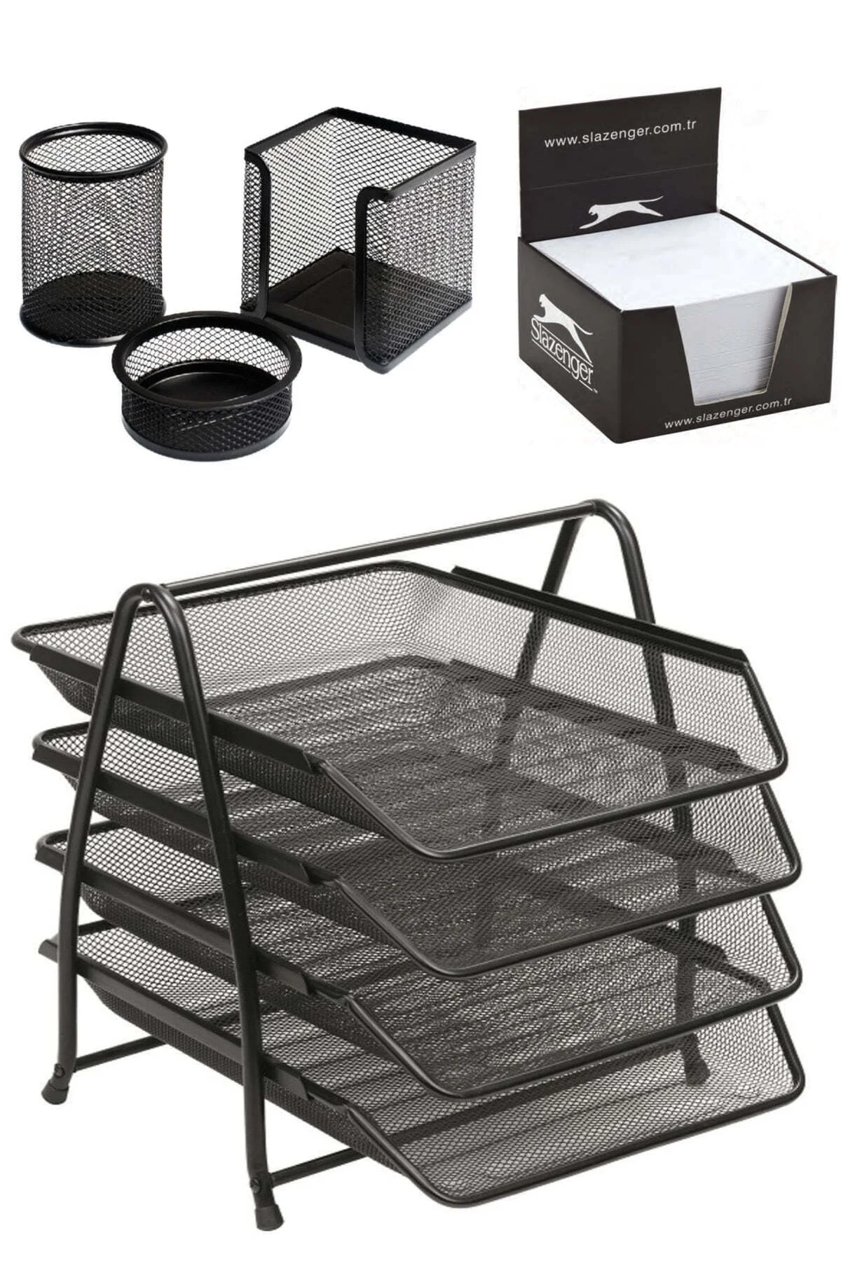 Evrak Rafı Metal 4'lü Mekanizma Perfore 3'lü Set Ve Zımba Makinası Ergonomik Tasarım Kaneks