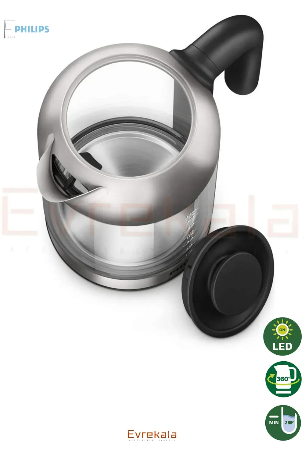 Evrekala Shop Cam Su Isıtıcı Philips Glass Kettle -Yetkili Evreka
