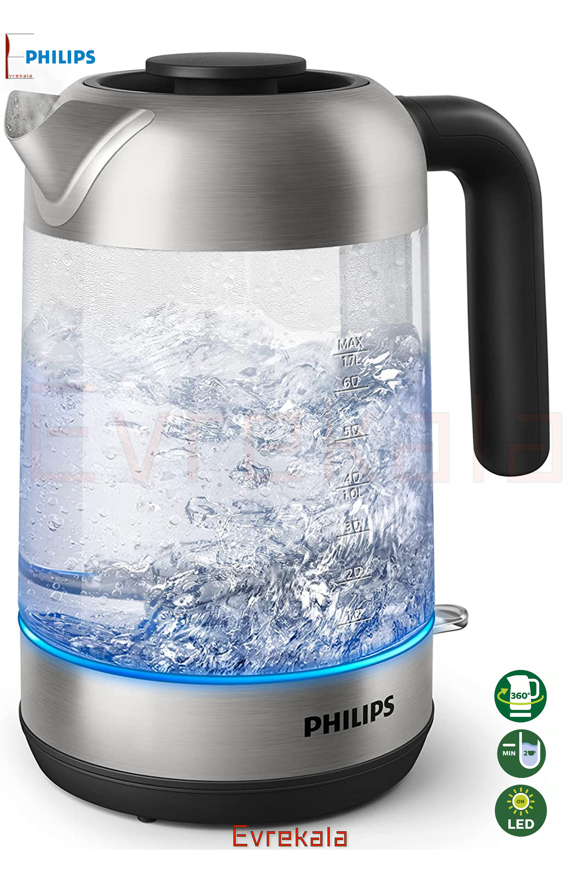 Evrekala Shop Cam Su Isıtıcı Philips Glass Kettle -Yetkili Evreka