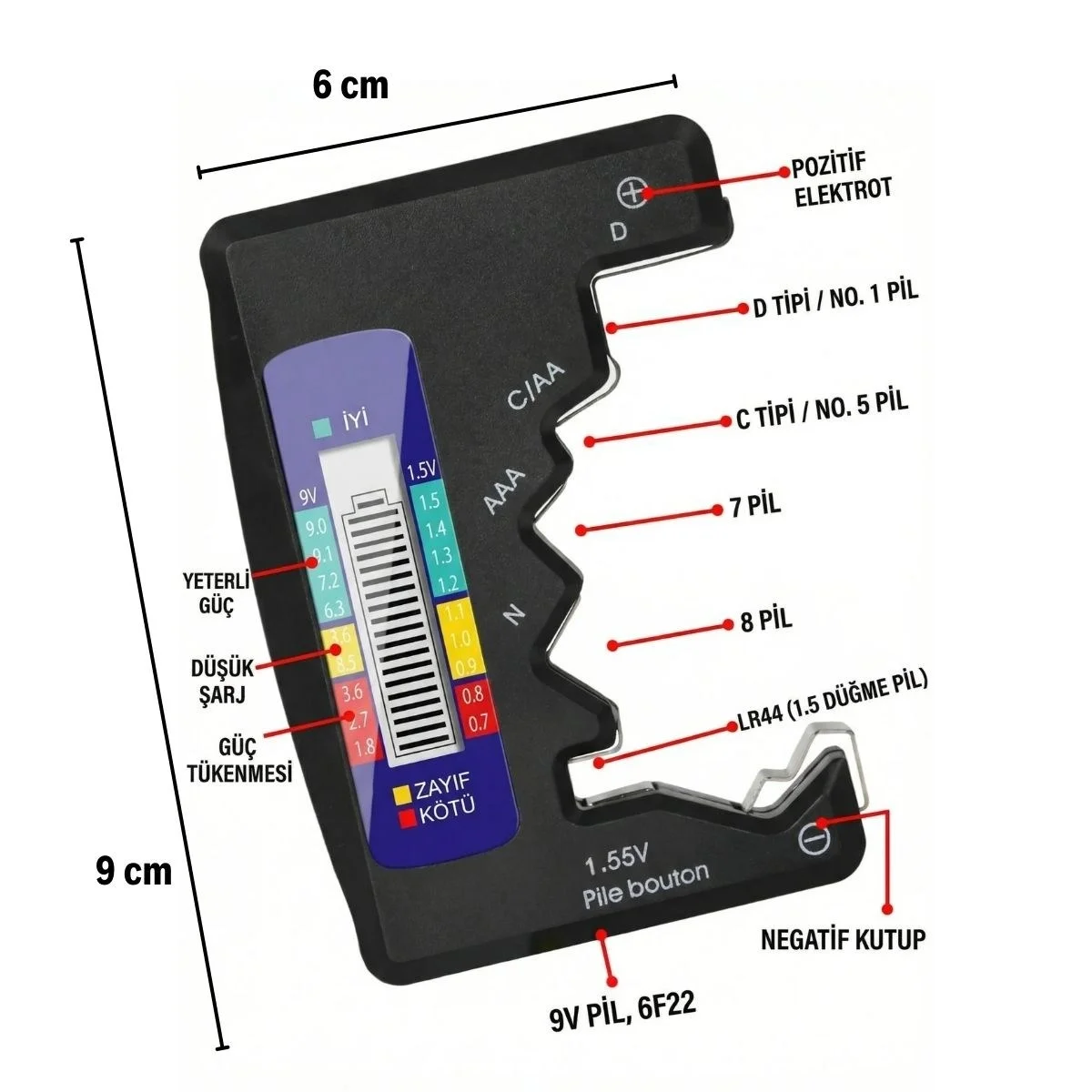 Evrensel Dijital Pil Test Cihazı – Aa, Aaa, C, D, N, 9v Ve Düğme Pil Uyumlu Mini Pil Kapasite &amp; Seviye Ölçer Bx40 Fiyatı, Yorumları ve Özellikleri
