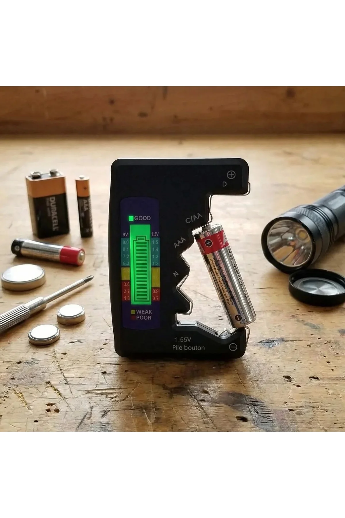 Evrensel Dijital Pil Test Cihazı – AA, AAA, C, D, N, 9V ve Düğme Pil Uyumlu Mini Pil Kapasite & Sevi Evrensel Dijital Pil Test Cihazı – AA, AAA, C, D, N, 9V ve Düğme Pil Uyumlu Mini Pil Kapasite & Sevi