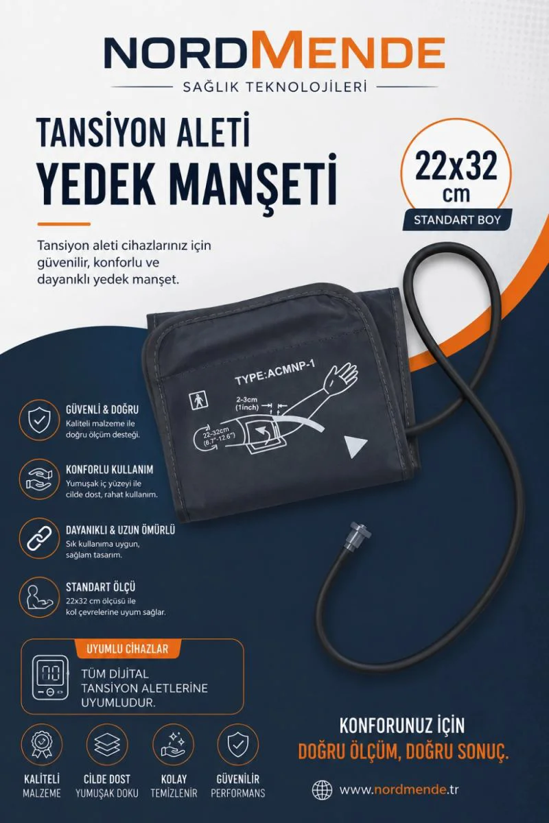 Evrensel Dijital Tansiyon Aleti Manşeti 22-42 Cm - Tüm Cihazlarla Uyumlu Yedek Kol Bandı Fiyatı, Yorumları ve Özellikleri
