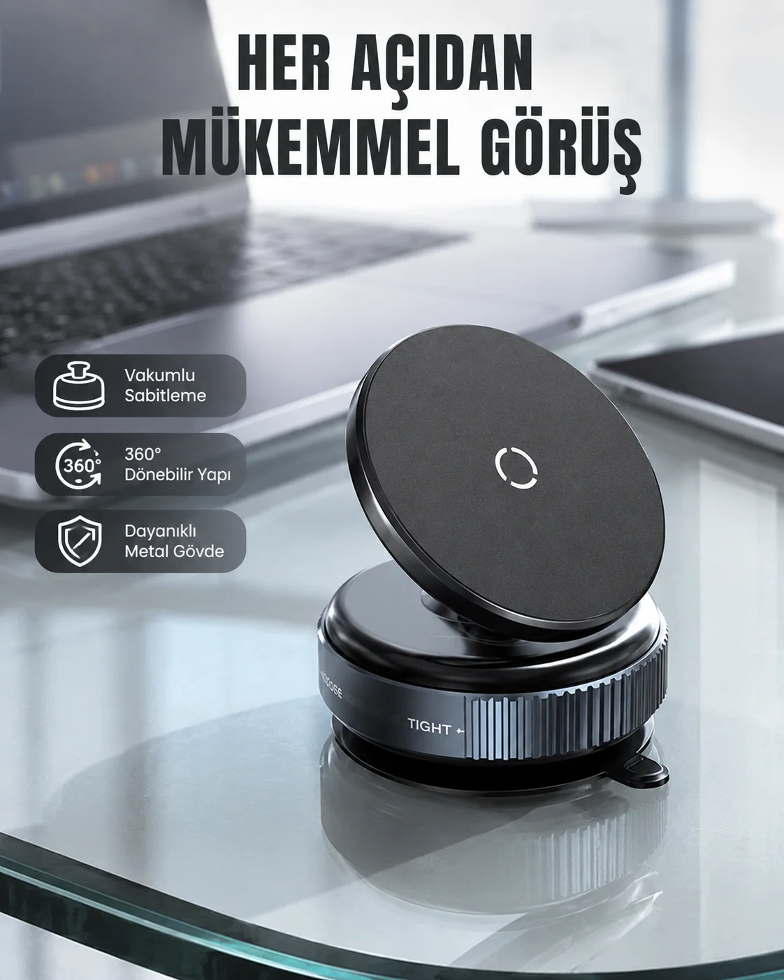 Evrensel Manyetik Araç Telefon Tutucu 360° Döner Başlık