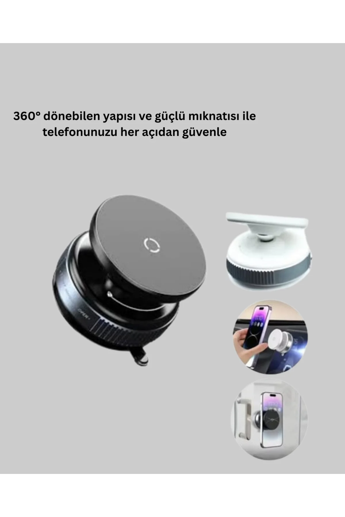 Evrensel Manyetik Araç Telefon Tutucu 360° Döner Başlık