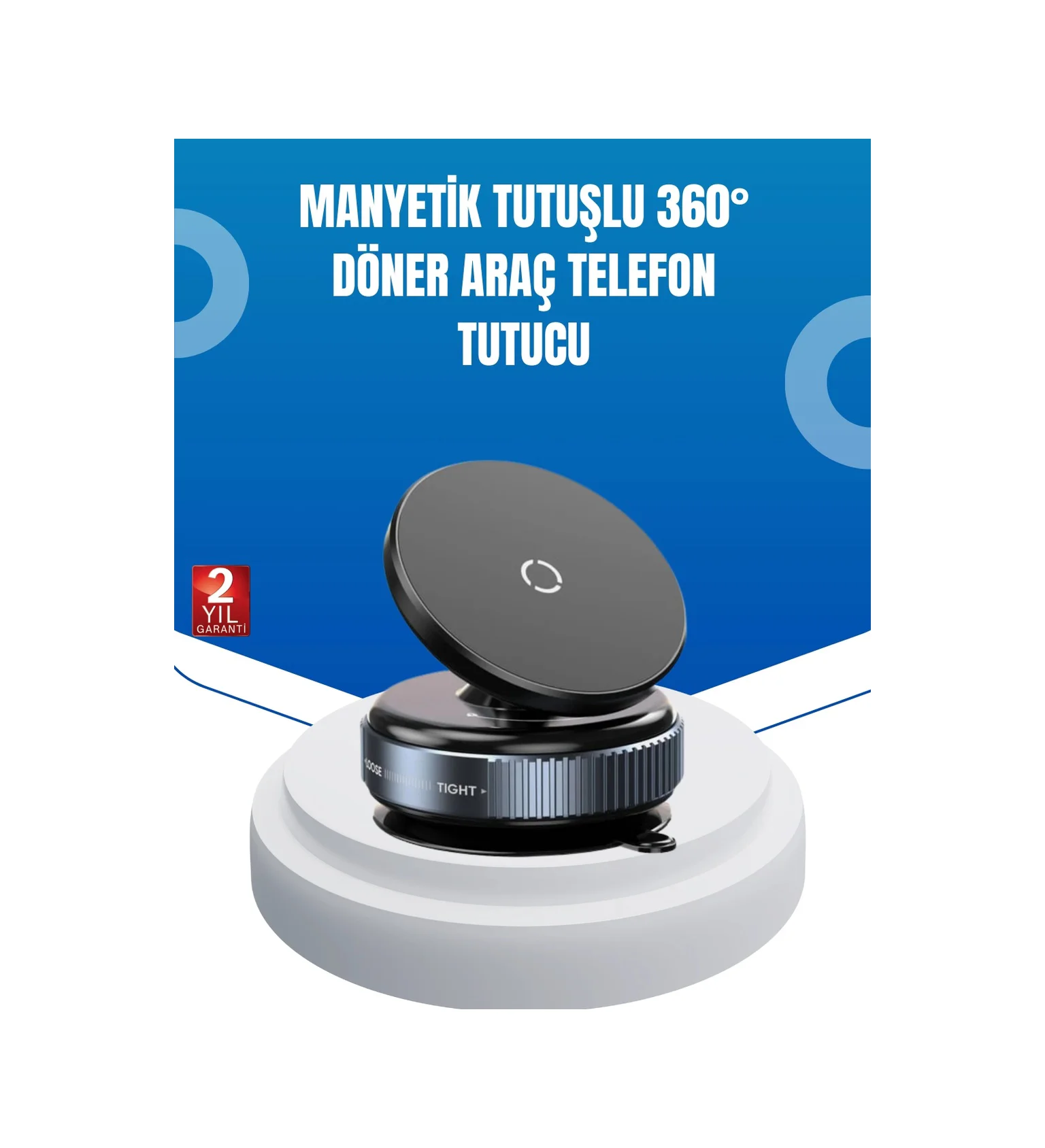 Evrensel Manyetik Araç Telefon Tutucu 360 Döner Başlık