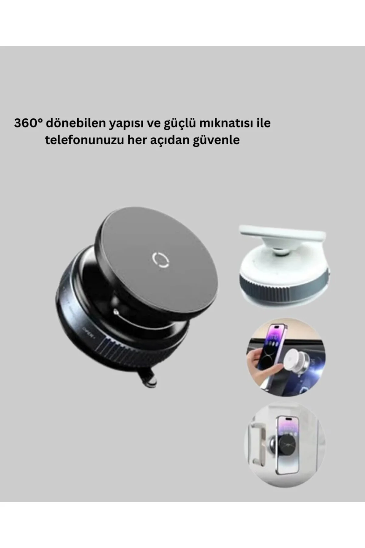 Evrensel Manyetik Araç Telefon Tutucu 360° Döner Başlık