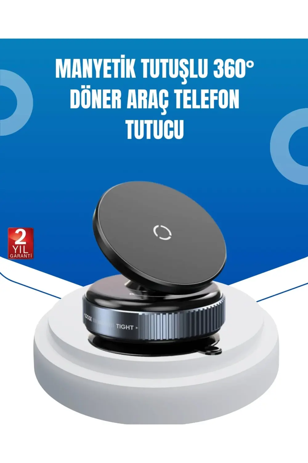 Evrensel Manyetik Araç Telefon Tutucu 360° Döner Başlık