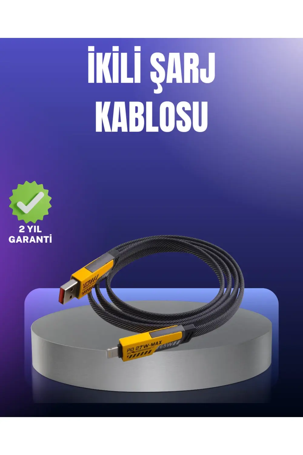 Evrensel Uyumluluklu Dayanıklı Metal Başlıklı Hızlı Şarj Kablosu