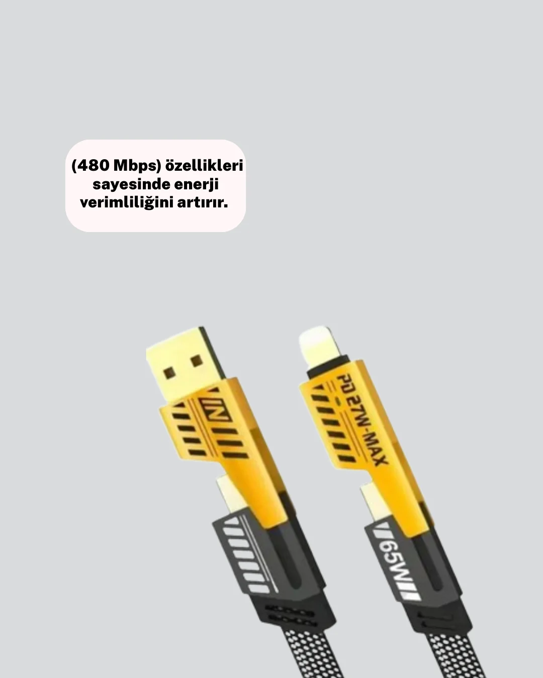Evrensel Uyumluluklu Dayanıklı Metal Başlıklı Hızlı Şarj Kablosu