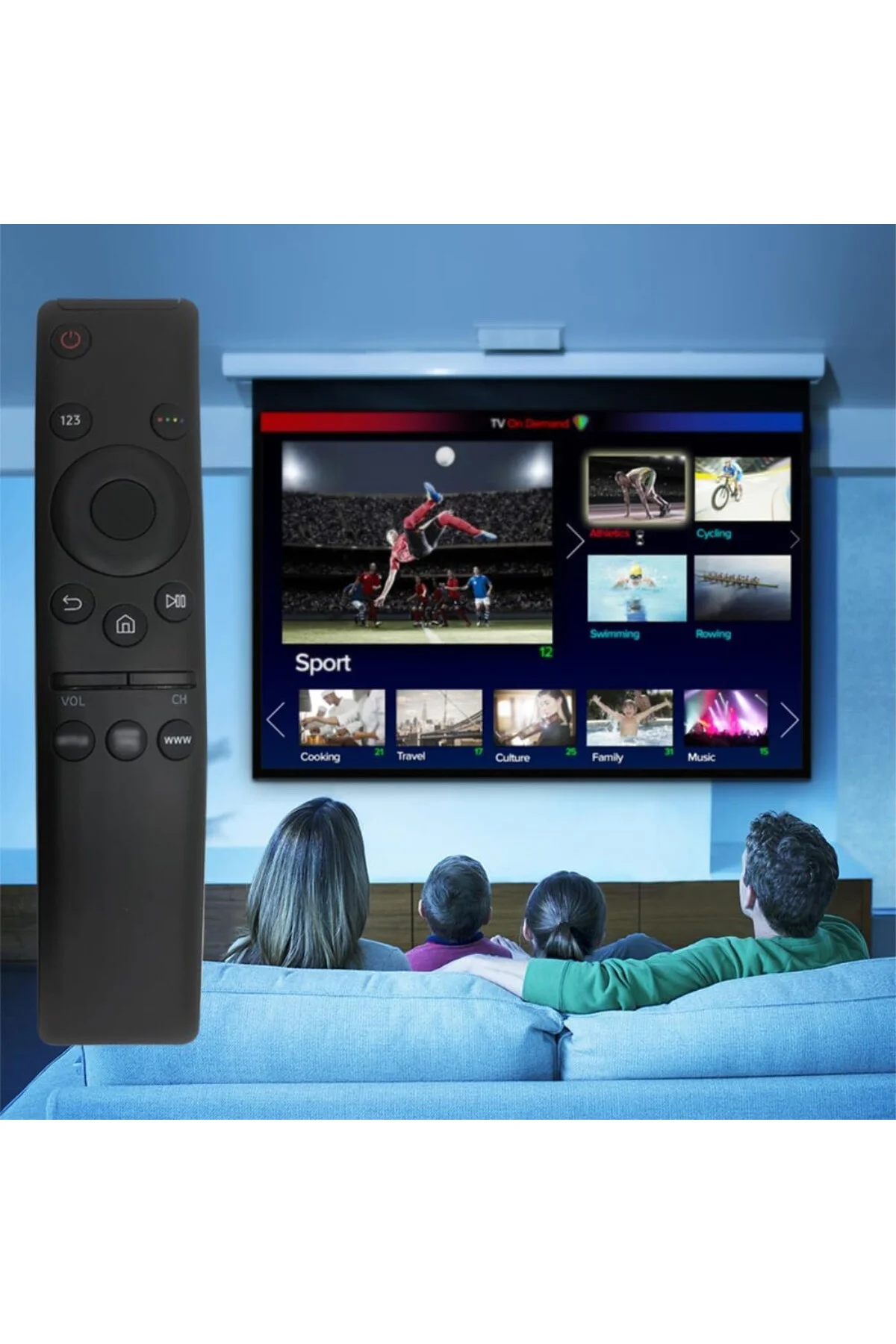 Evrensel uzaktan kumanda 4K LED LCD QLED HDTV – yapılandırma gerektirmez, Samsung uzak