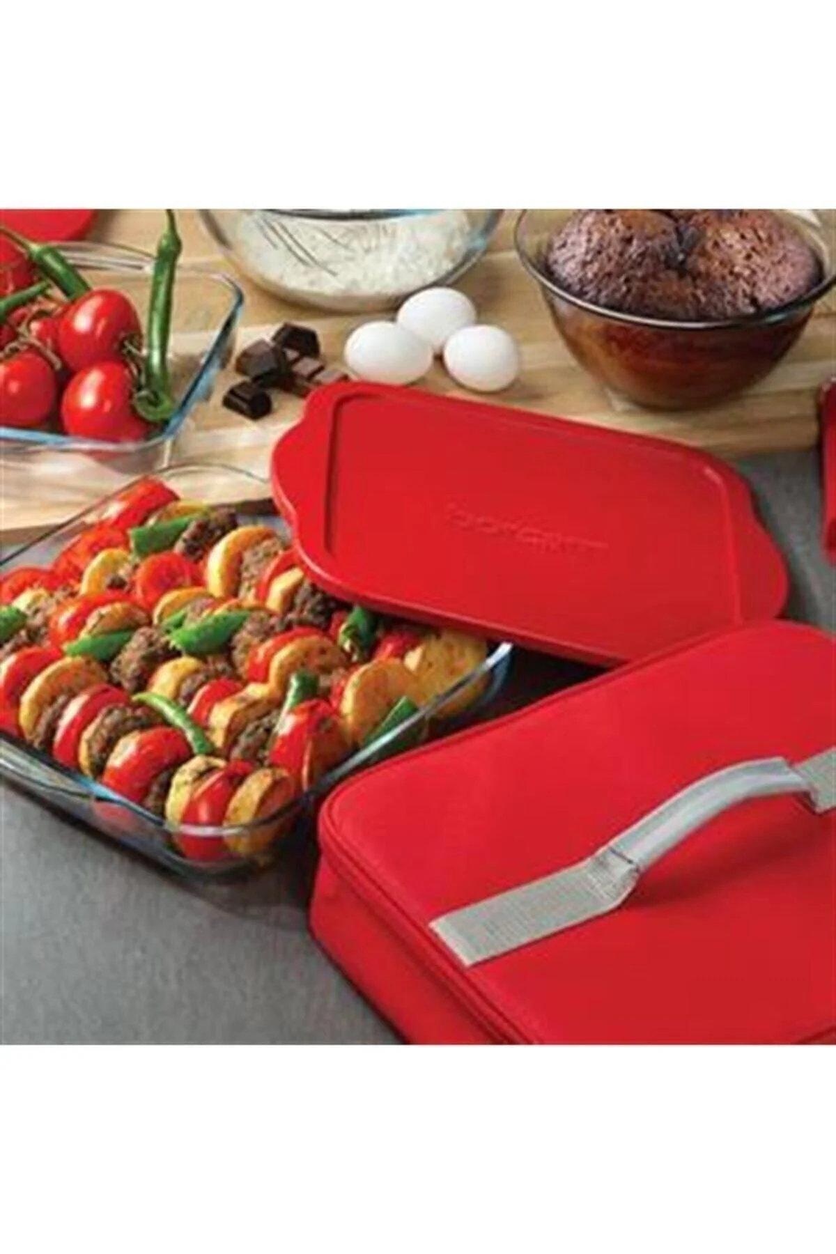 Evsenavm Çantalı Borcam Kare Tepsi Kapaklı 59024