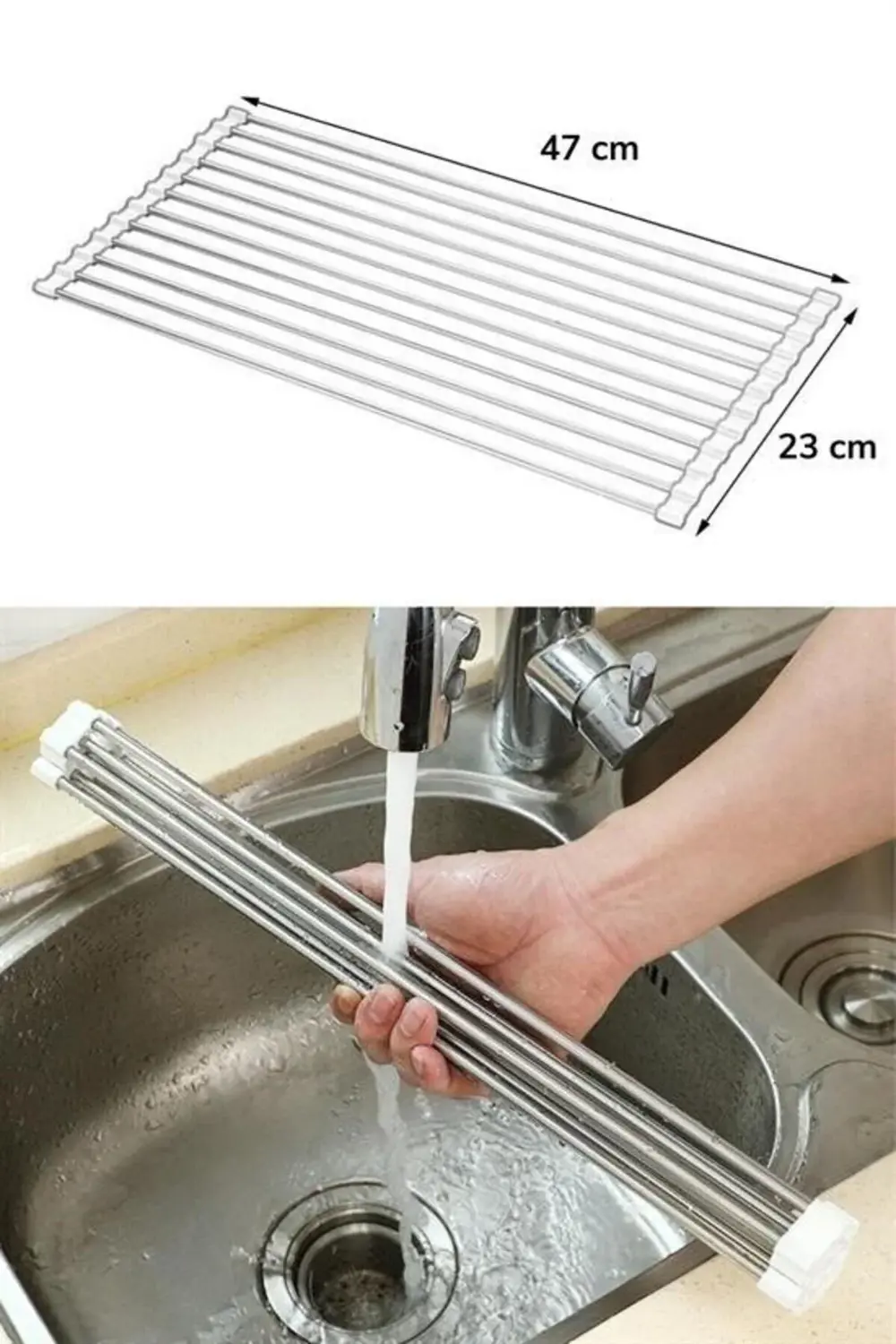 ® Evye Üstü Katlanır Nihale Paslanmaz Çelik Pratik Sebze Meyve Bu