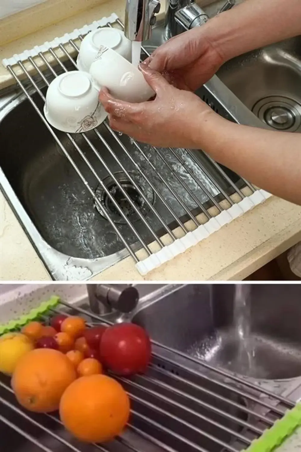 ® Evye Üstü Katlanır Nihale Paslanmaz Çelik Pratik Sebze Meyve Bu