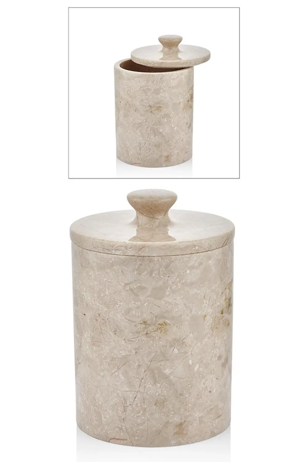 Evza Mermer Çöp Kovası Bej 15*15*23 Cm