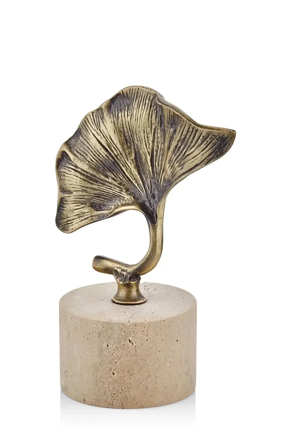 Evza Mermer Kaideli Dekoratif Ginkgo Bronz Traverten 15*9*21 Cm