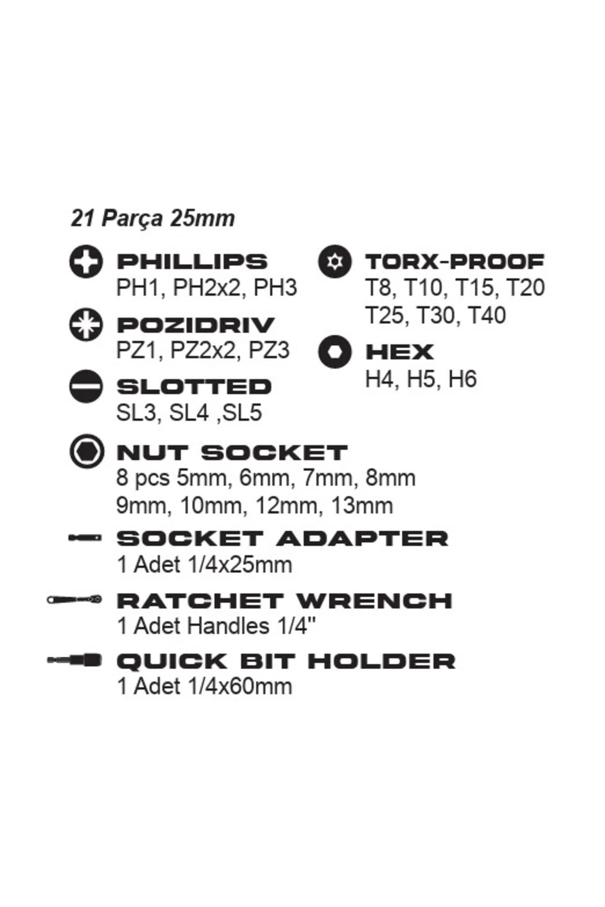EX 8032 Master Set-32 Parça Bits Uç ve Lokma Seti EX 8032 Master Set-32 Parça Bits Uç ve Lokma Seti