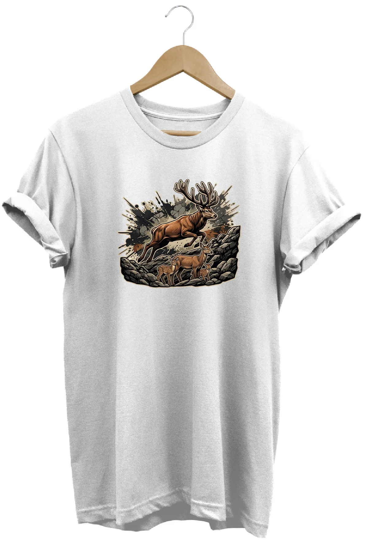 Exclusive Wild Nature Koleksiyonu Görkemli Geyik Premium Tişört