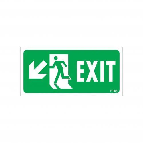 Exit Sol Aşağı Uyarı Levhası 17,5x25 KOD:958
