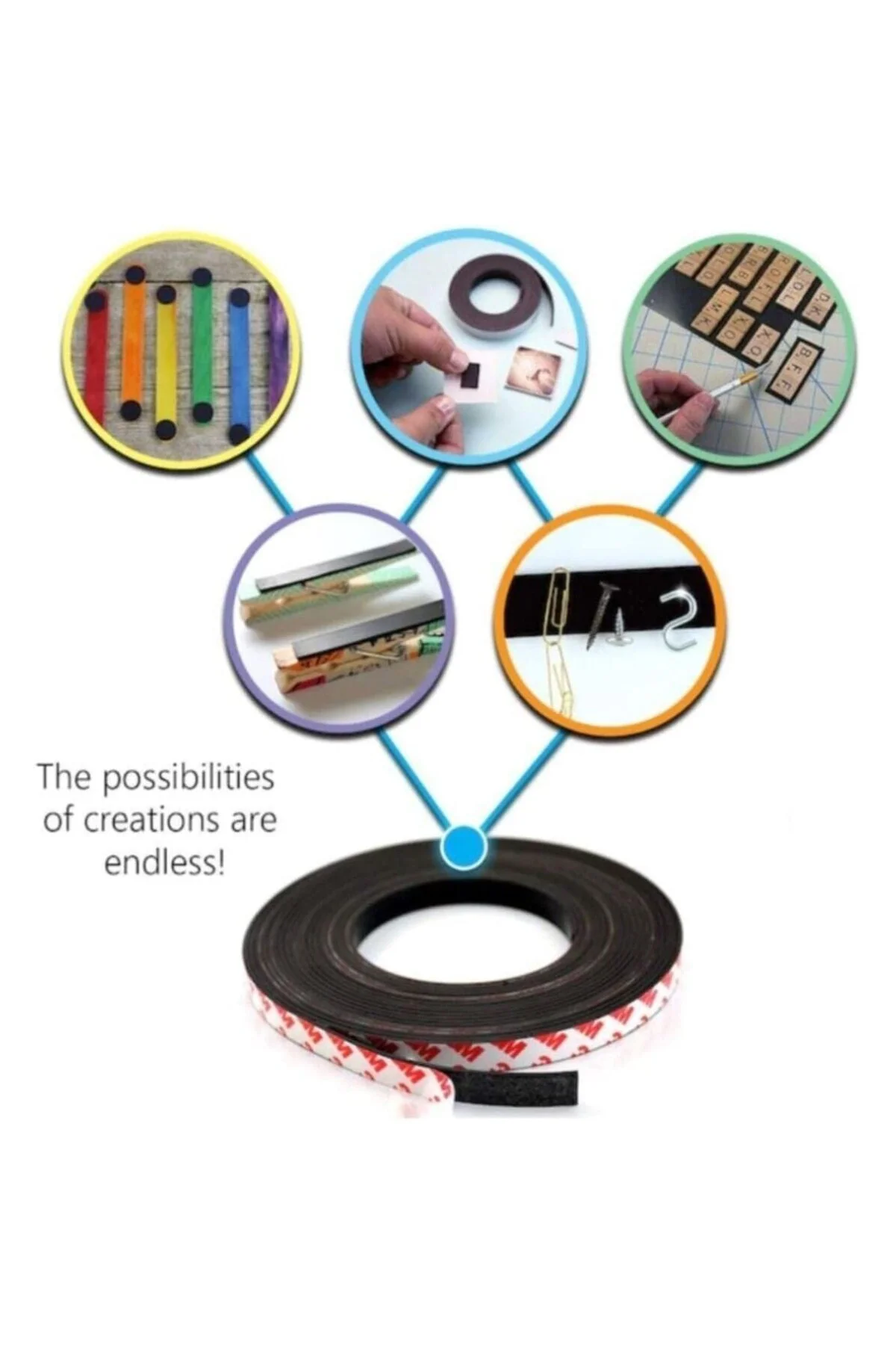 EXİZTİCARET Yapışkanlı Şerit Mıknatıs Magnet Güçlü Sağlam Rulo - 