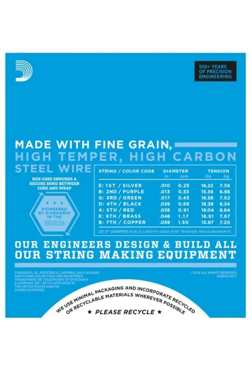 EXL110-7 ELEKTRO GİTAR TEL SETİ, 7 TELLİ, XL, 10-59, NICKEL EXL11