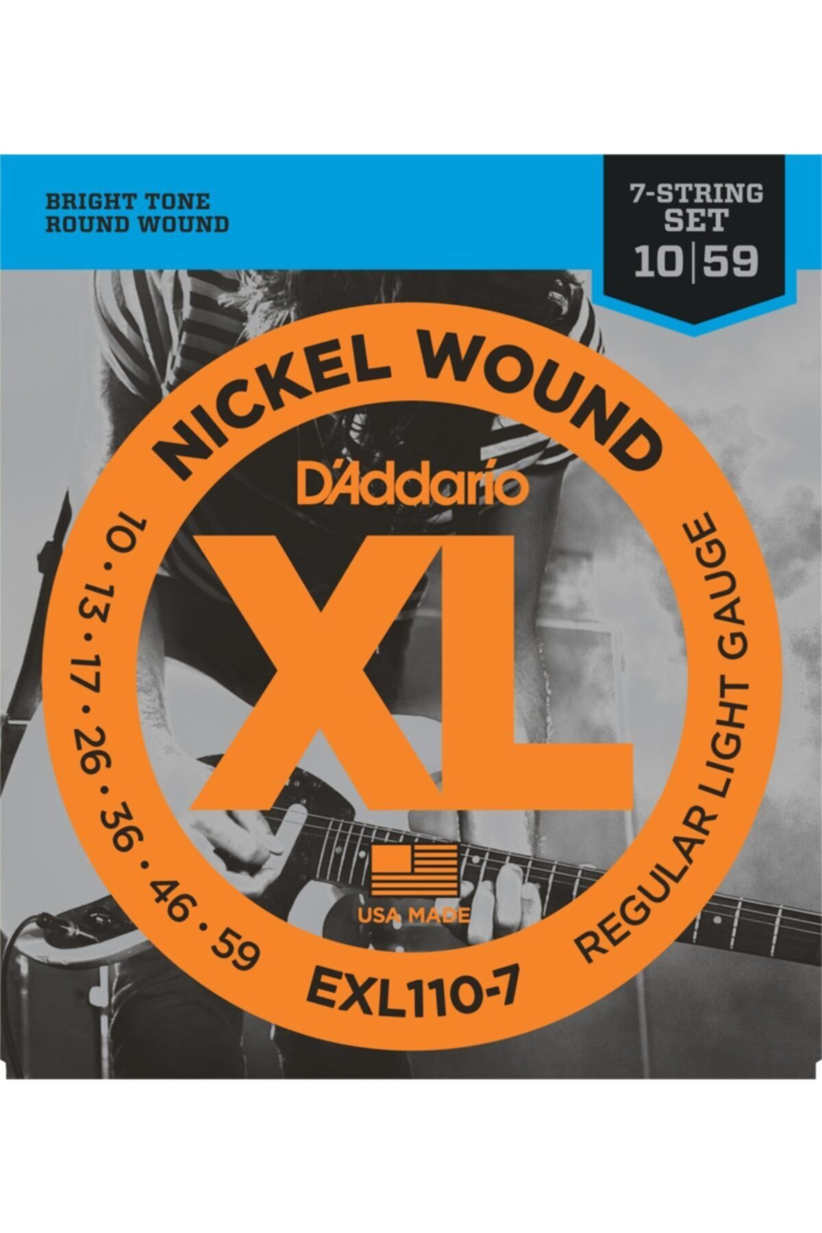 Daddario Exl110-7 Elektro Tel Set Xl Regular Light 010 7 Telli