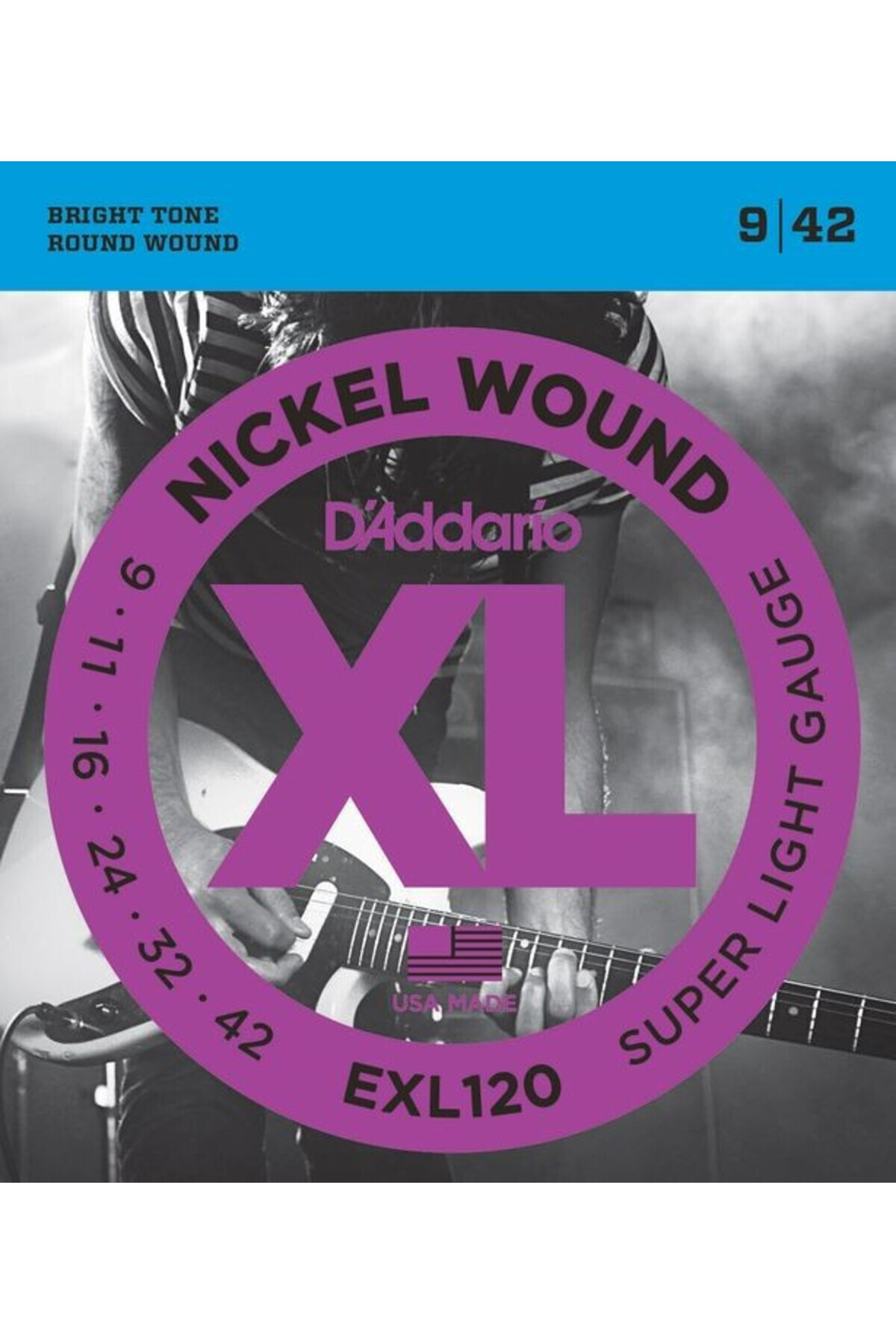 EXL120 ELEKTRO GİTAR TEL SETİ, XL, 9-42, NICKEL WOUND, SU Nickel-
