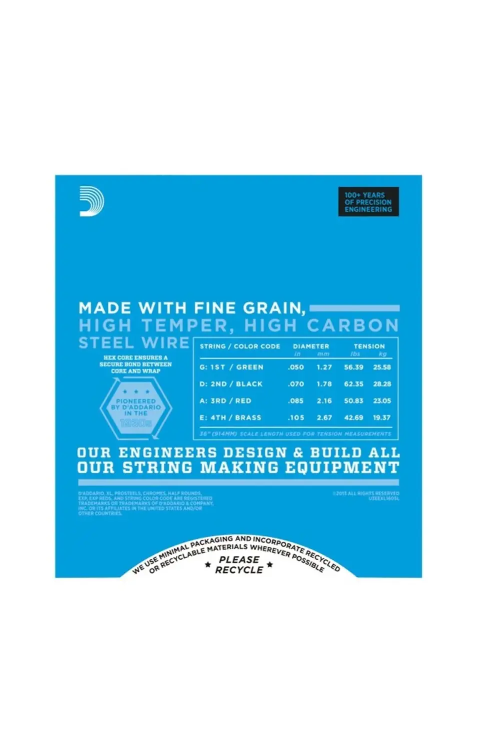 EXL160SL BAS GİTAR TEL SETİ, XL SERİSİ, 0.50-105, SUPER LON