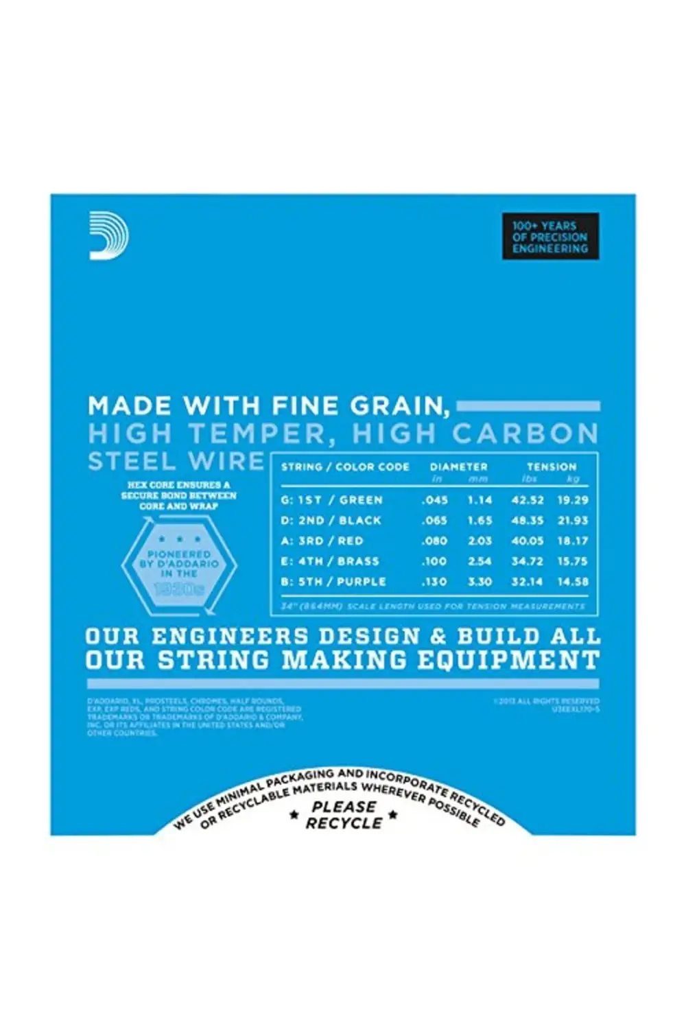 EXL170-5TP (2 SET) BAS GİTAR TEL SETİ , 5 TELLİ, XL, 45-130, Bas