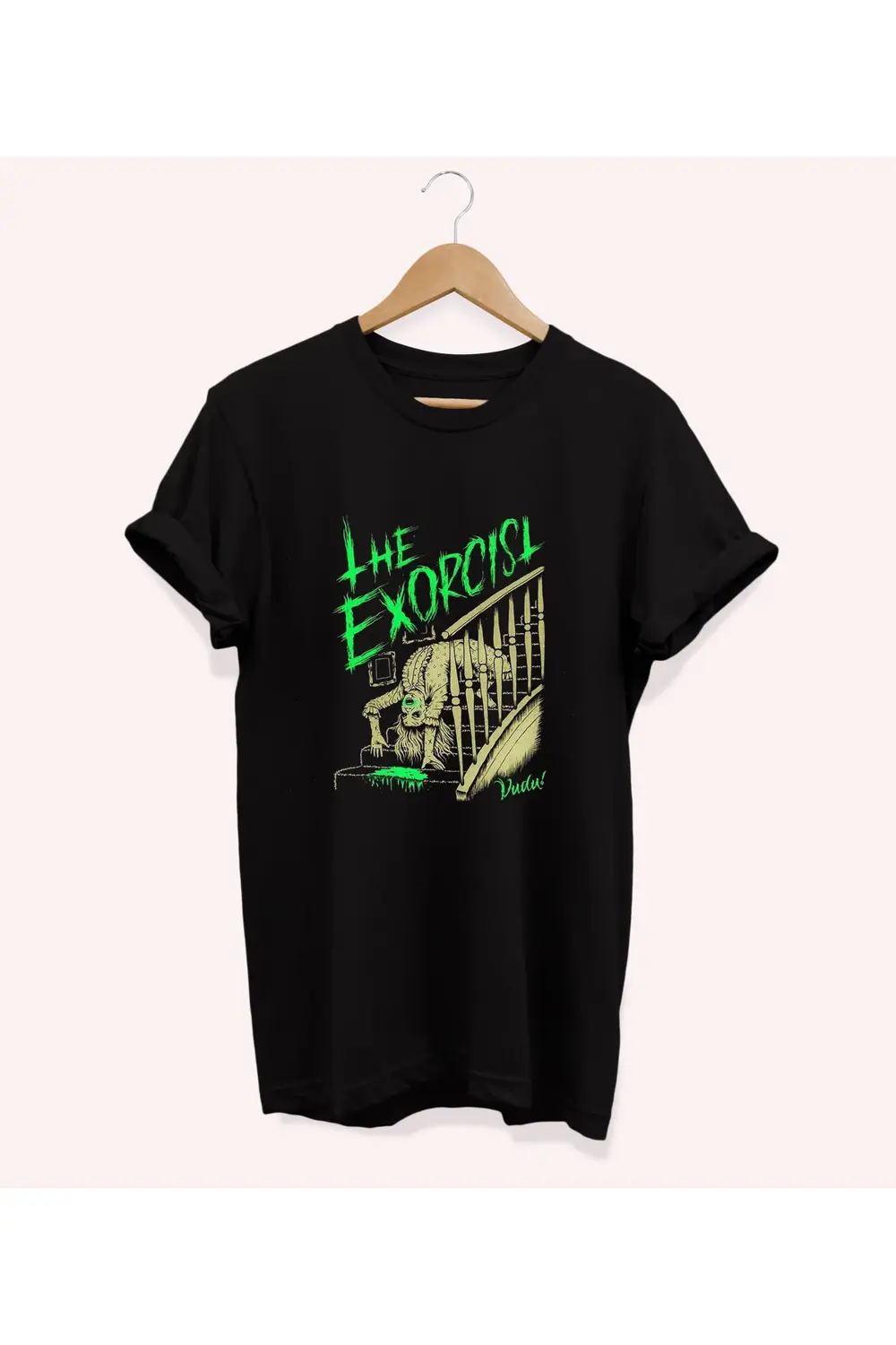 , Exorcist Baskılı, %100 Pamuk, Bisiklet Yaka, Oversize T-shirt,