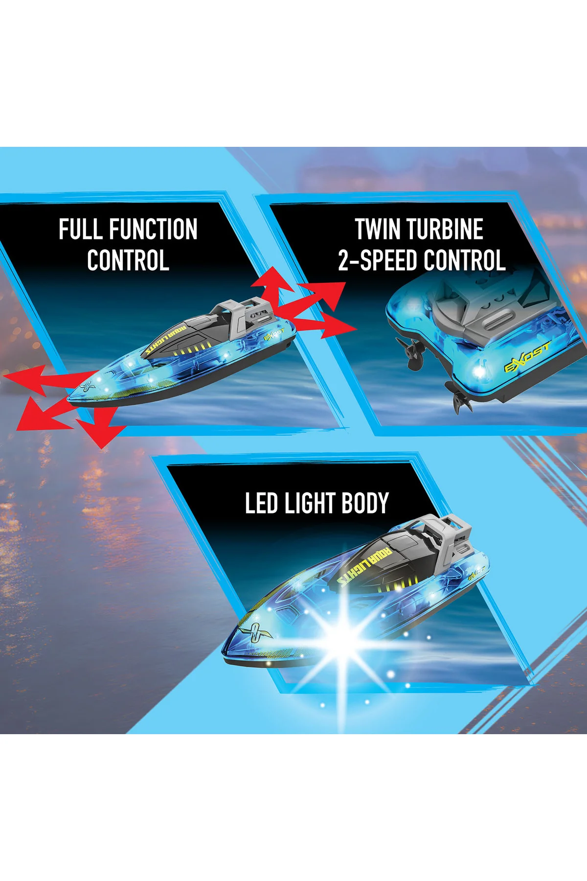 Exost Aqua Lights Uzaktan Kumandalı Sürat Teknesi 20606