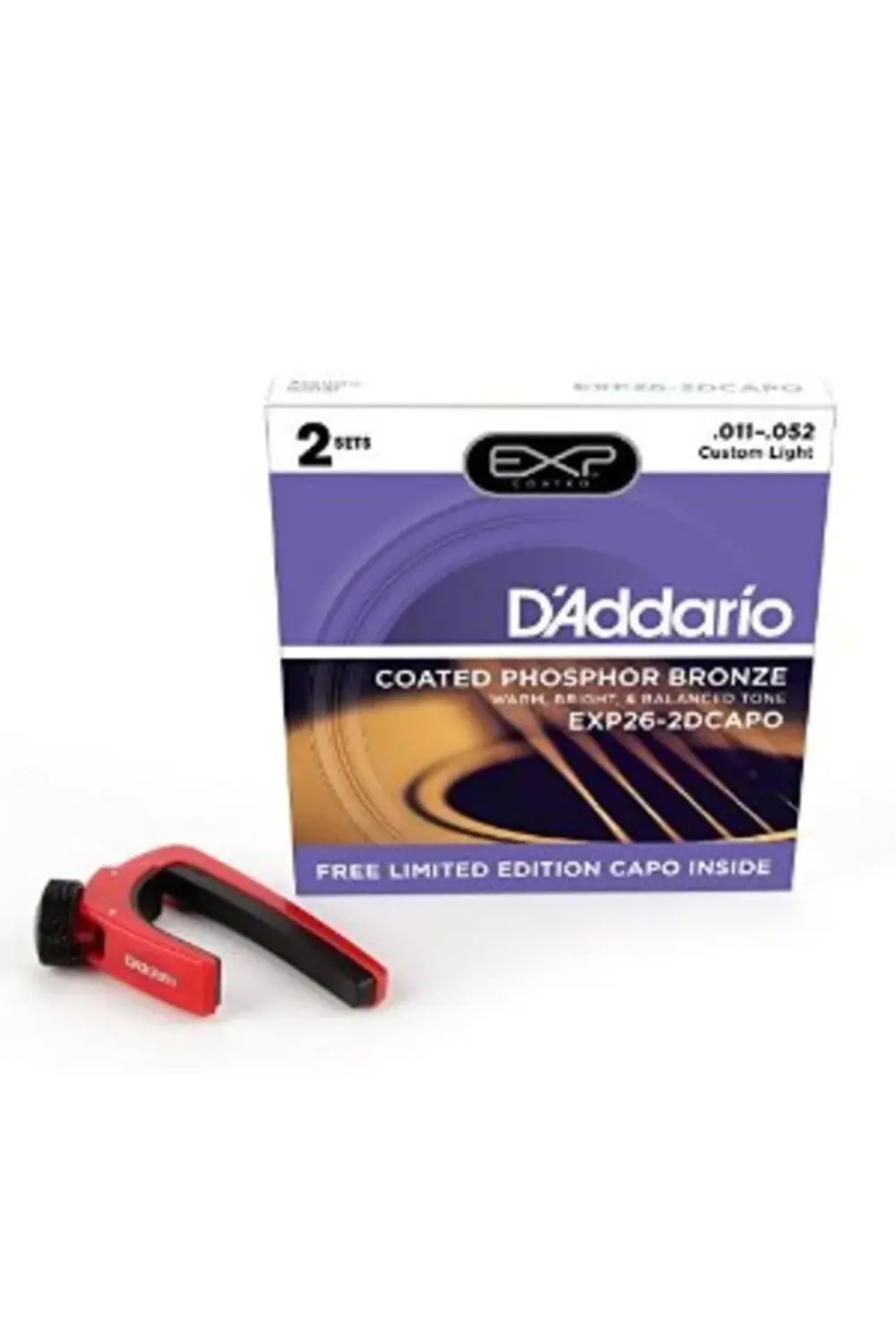 EXP26-2DCAPO AKUSTİK GİTAR TEL SETİ, 2 SET, 11-52, COATED PHOSPHO
