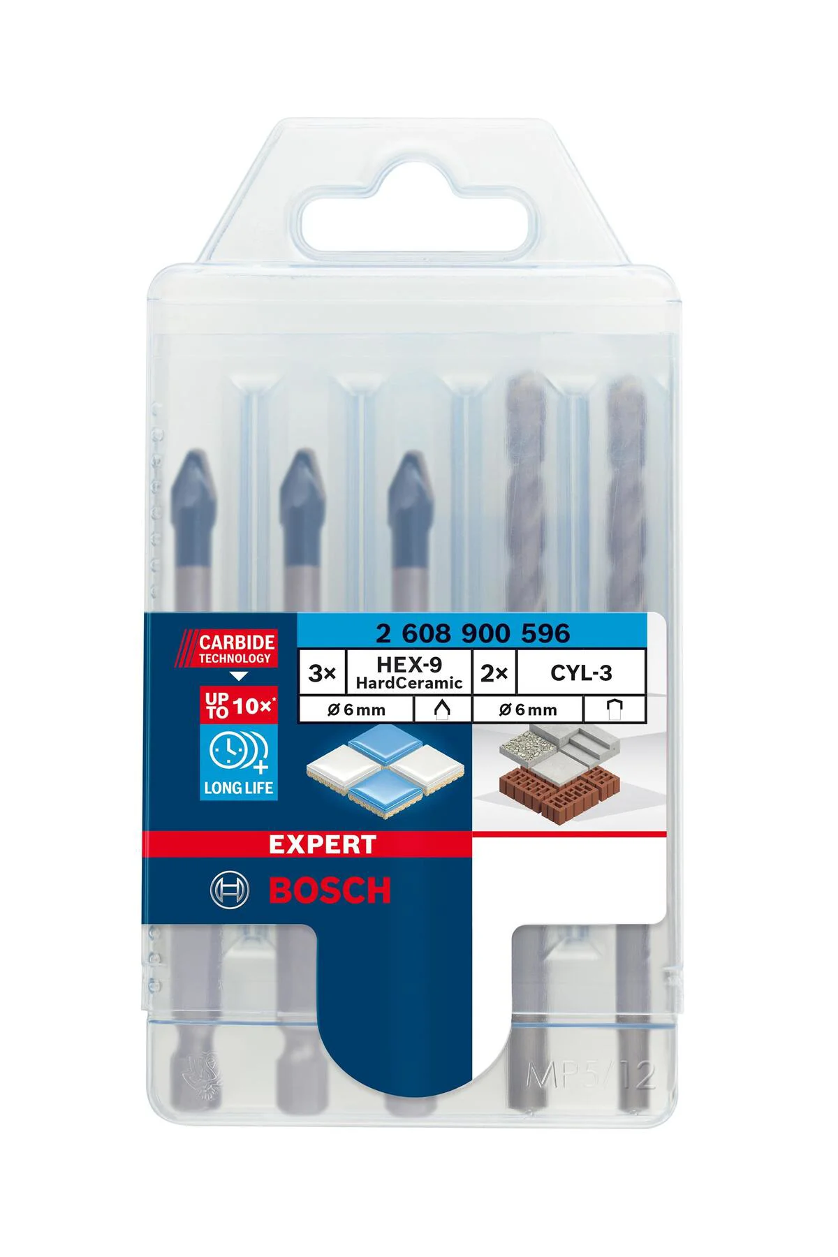 Expert 3 x HEX9 2 x CYL3 5'li 6 mm Sert Seramik Delme Ucu 2608900